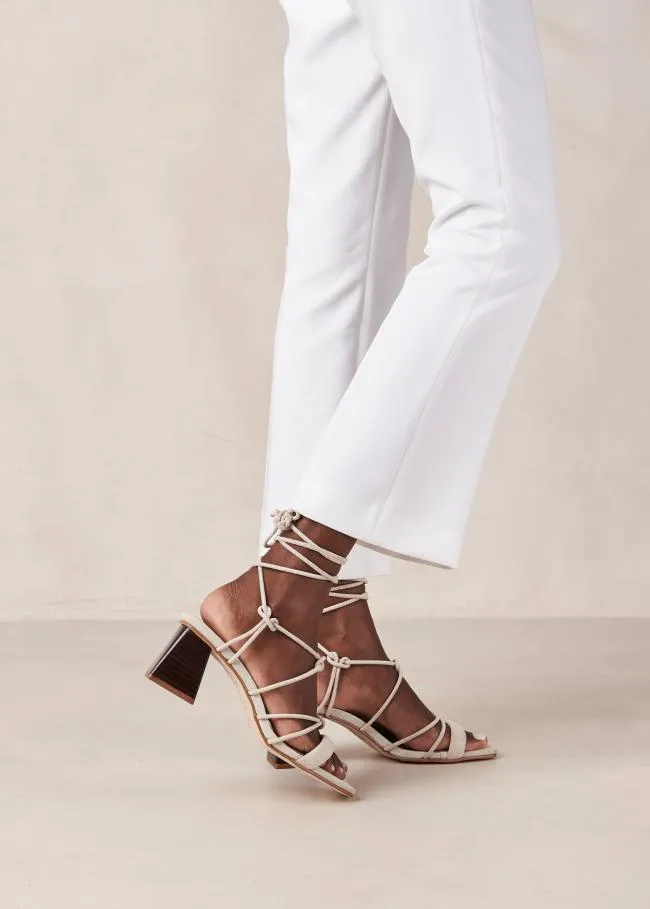 ALOHAS Heels Icicle 8211 Cream Suede Sandals 8211 Women