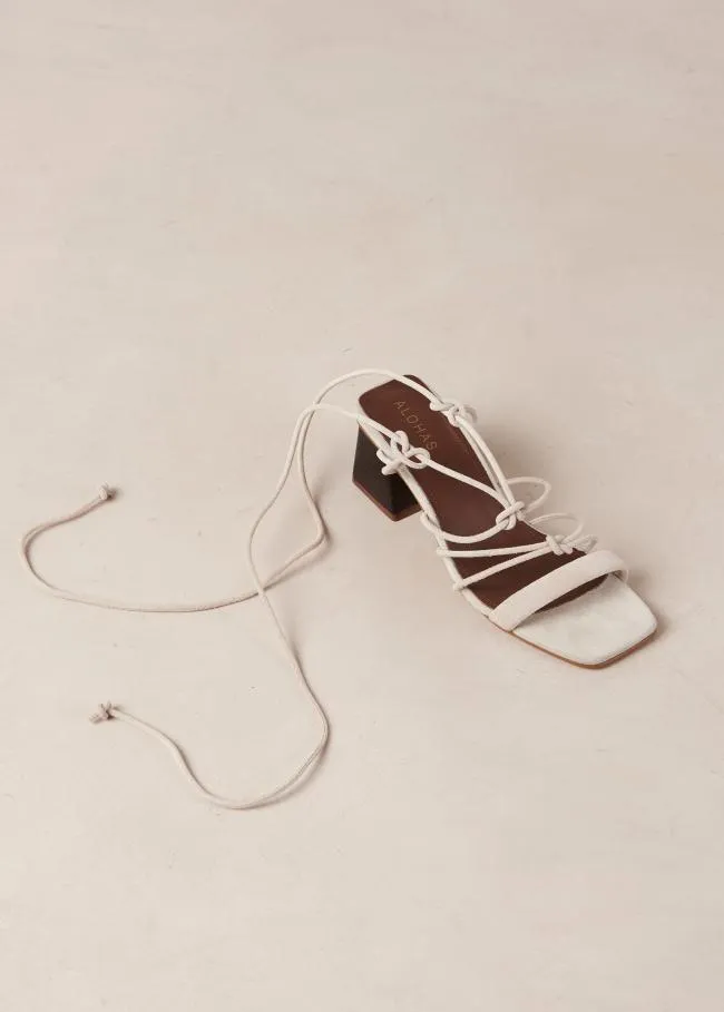 ALOHAS Heels Icicle 8211 Cream Suede Sandals 8211 Women
