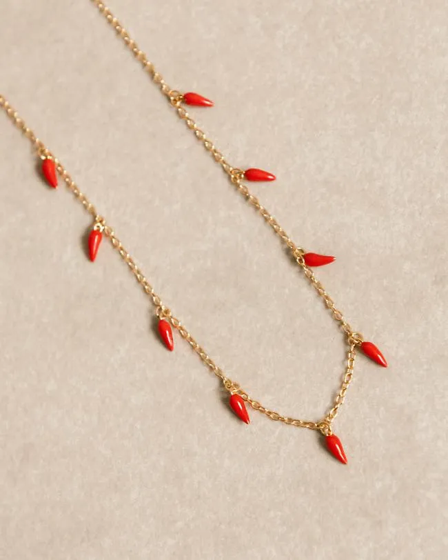 ALOHAS Jewelry Jalapeno 8211 Gold And Red Necklace 8211 Women
