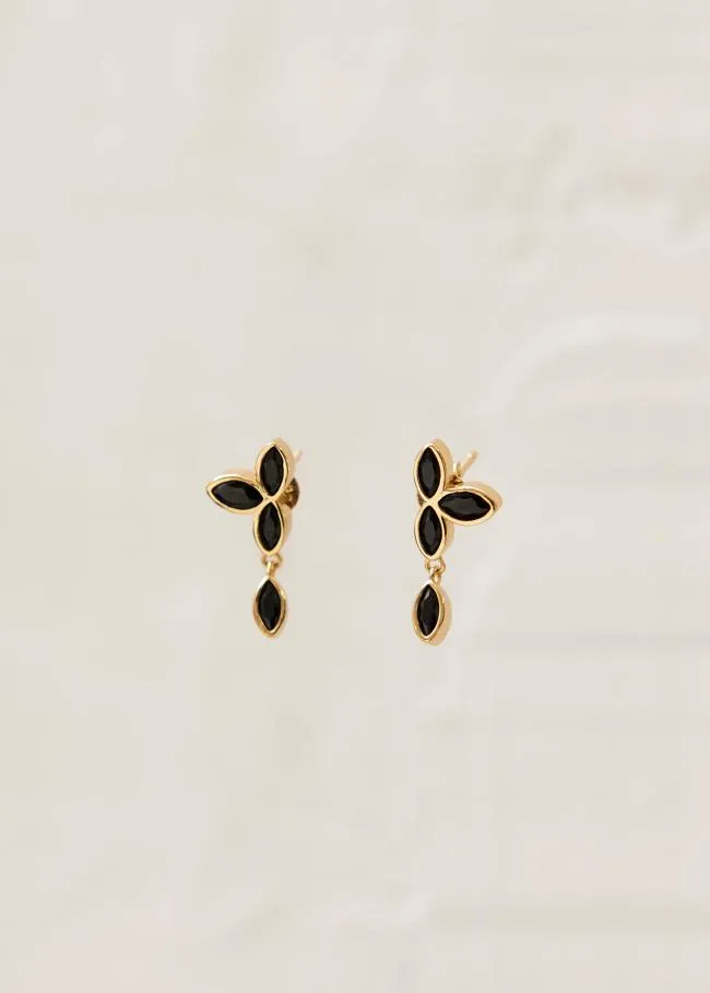 ALOHAS Jewelry Sunflower 8211 Black Crystals Gold Earrings 8211 Women