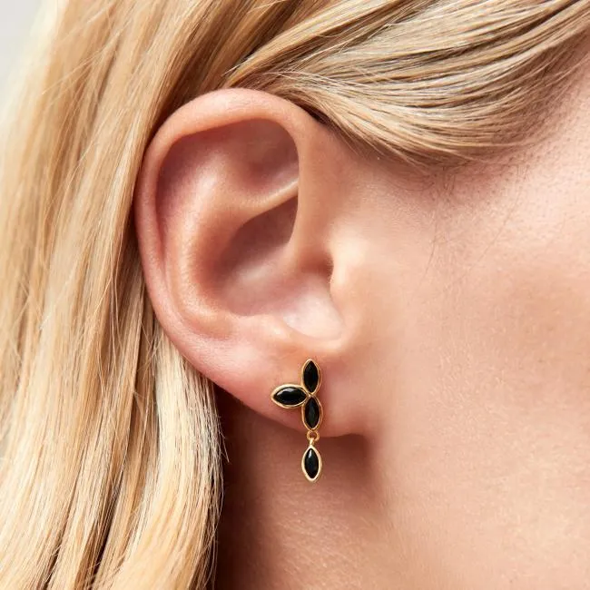ALOHAS Jewelry Sunflower 8211 Black Crystals Gold Earrings 8211 Women