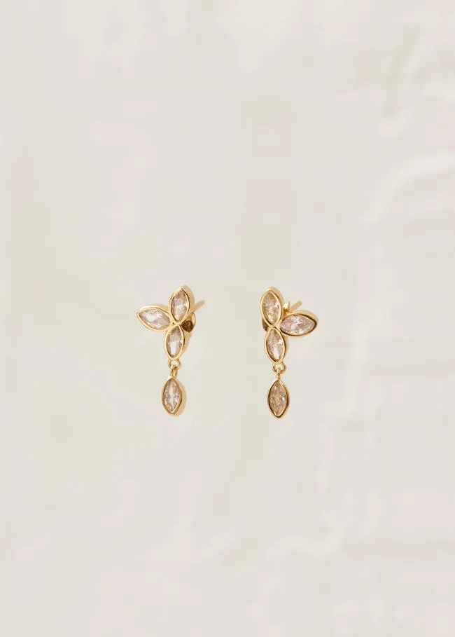ALOHAS Jewelry Sunflower 8211 Clear Crystals Gold Earrings 8211 Women