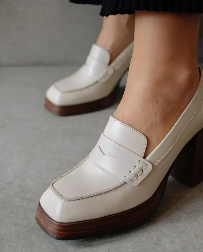 ALOHAS Loafers Busy 8211 White Leather Loafers 8211 Women