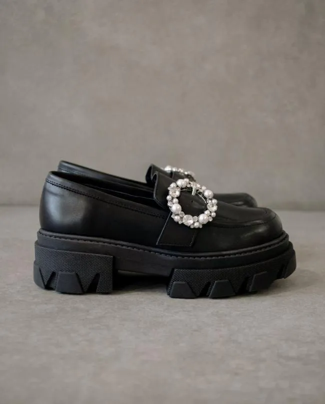 ALOHAS Loafers Trailblazer Crystal 8211 Black Leather Loafers 8211 Women