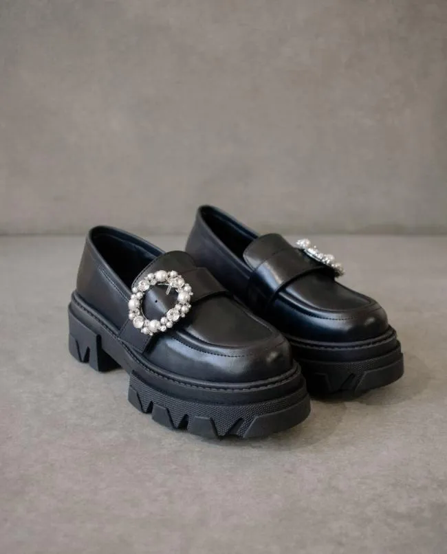 ALOHAS Loafers Trailblazer Crystal 8211 Black Leather Loafers 8211 Women