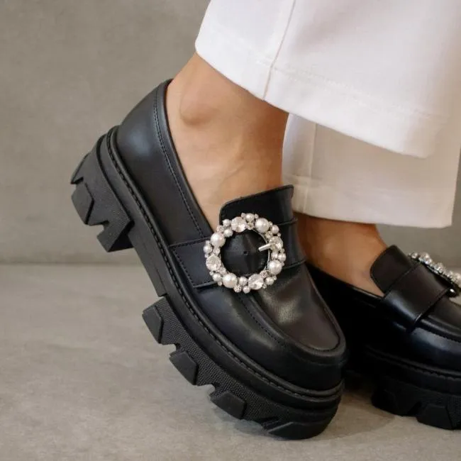 ALOHAS Loafers Trailblazer Crystal 8211 Black Leather Loafers 8211 Women