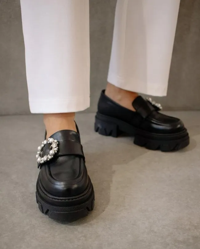 ALOHAS Loafers Trailblazer Crystal 8211 Black Leather Loafers 8211 Women