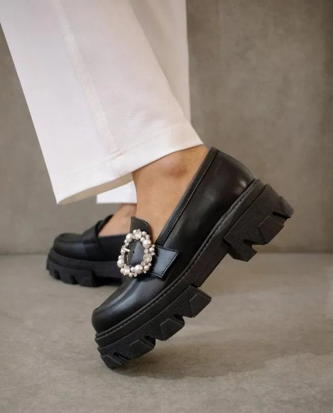 ALOHAS Loafers Trailblazer Crystal 8211 Black Leather Loafers 8211 Women