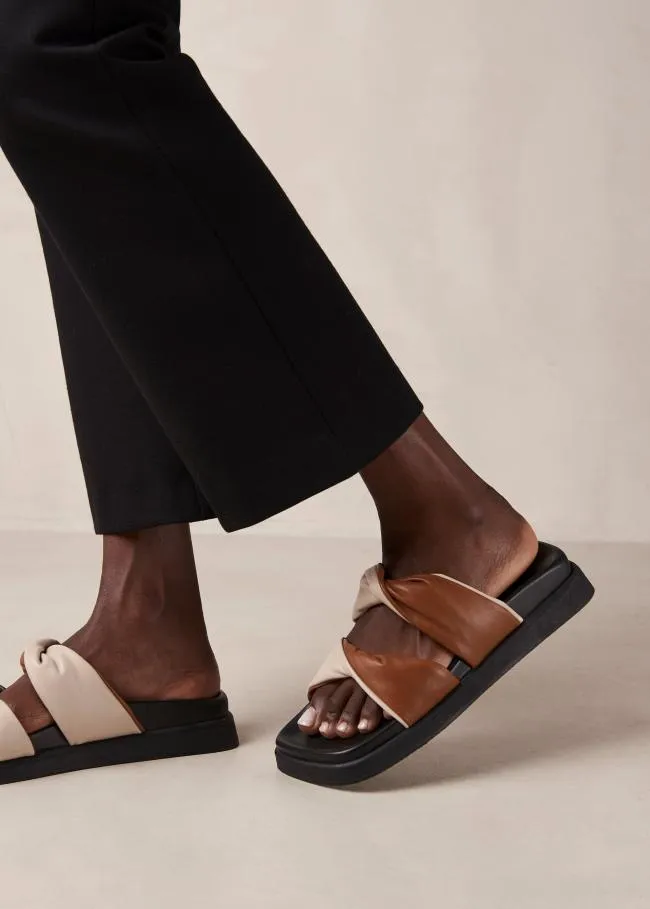 ALOHAS Mules Shaka Bicolor 8211 White And Brown Leather Sandals 8211 Women