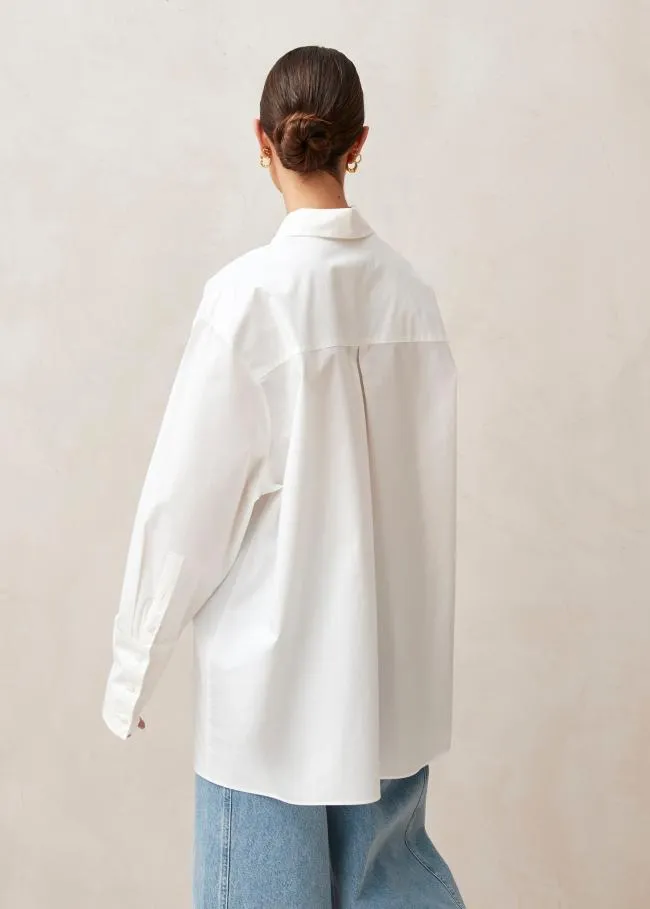 ALOHAS Shirts Sempe 8211 White Cotton Necktie Shirt 8211 Women