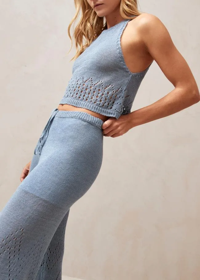 ALOHAS Tops Praiano 8211 Blue Crochet Top 8211 Women