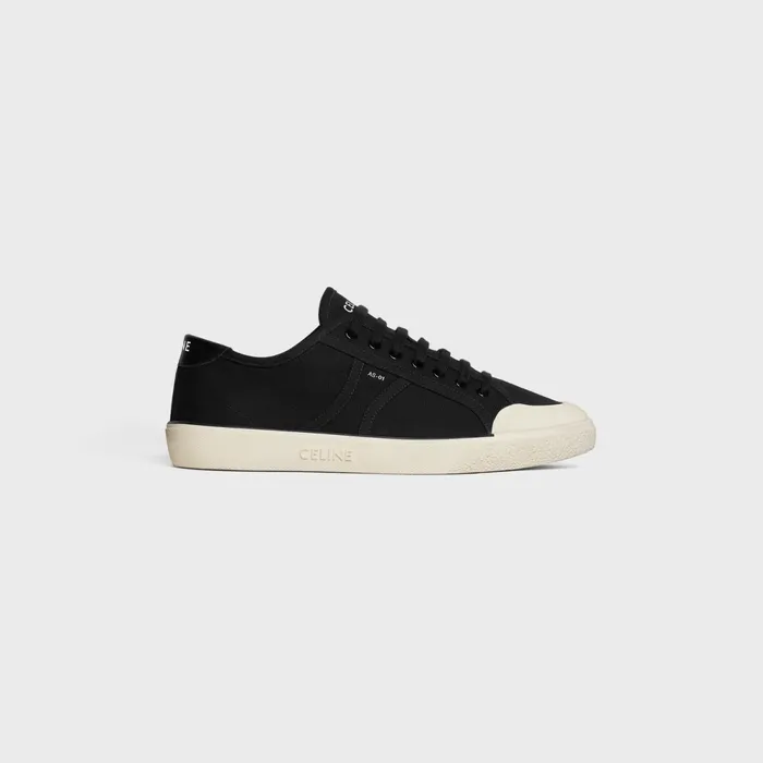 As01 Low LaceUp Celine Alan Sneaker In Canvas and Calfskin Black Men CELINE SNEAKERS As01 Low LaceUp Celine Alan Sneaker In Canvas and Calfskin Black Men CELINE SNEAKERS