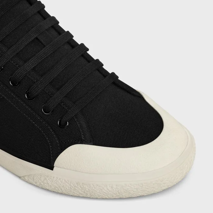 As01 Low LaceUp Celine Alan Sneaker In Canvas and Calfskin Black Men CELINE SNEAKERS