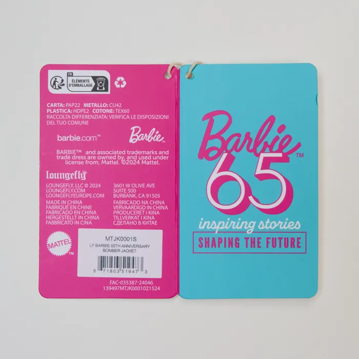 Barbie 65th Anniversary Bomber Jacket Unisex Loungefly Apparel