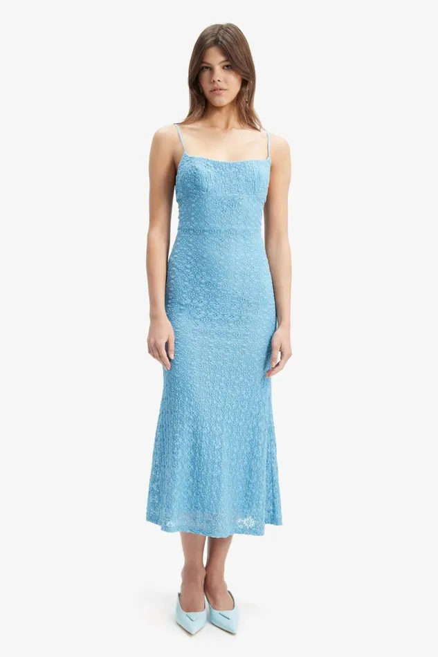 Bardot Day To Night Dresses Adoni Mesh Midi Dress In Mid Blue 8211 Women Bardot Day To Night Dresses Adoni Mesh Midi Dress In Mid Blue 8211 Women