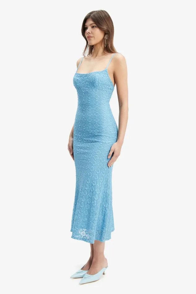 Bardot Day To Night Dresses Adoni Mesh Midi Dress In Mid Blue 8211 Women Bardot Day To Night Dresses Adoni Mesh Midi Dress In Mid Blue 8211 Women