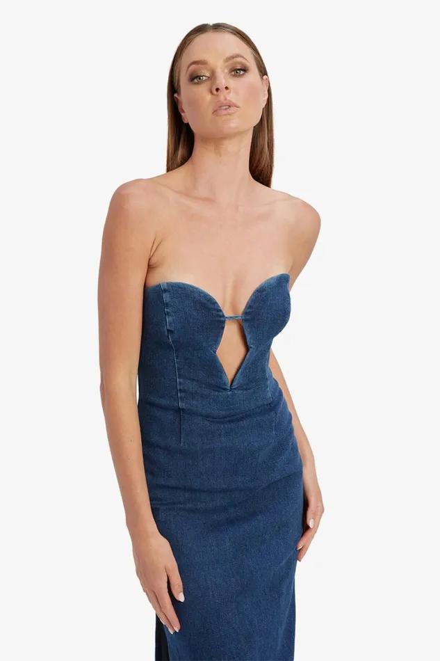 Bardot Day To Night Dresses Eleni Denim Midi Dress In Dark 8211 Women Bardot Day To Night Dresses Eleni Denim Midi Dress In Dark 8211 Women