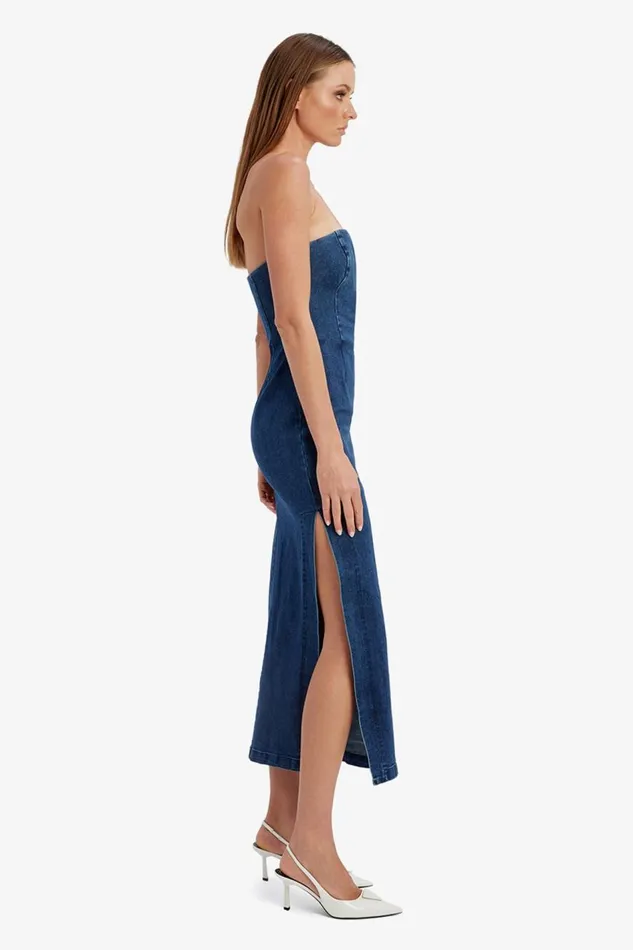 Bardot Day To Night Dresses Eleni Denim Midi Dress In Dark 8211 Women Bardot Day To Night Dresses Eleni Denim Midi Dress In Dark 8211 Women