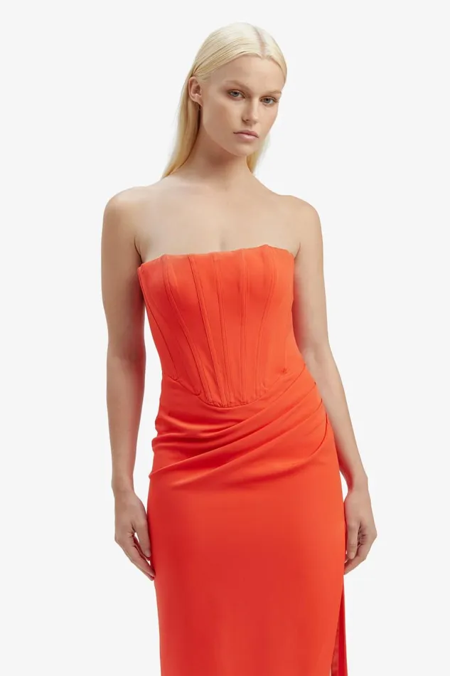 Bardot Party Dresses Saira Midi Dress In Orange Sorbet 8211 Women