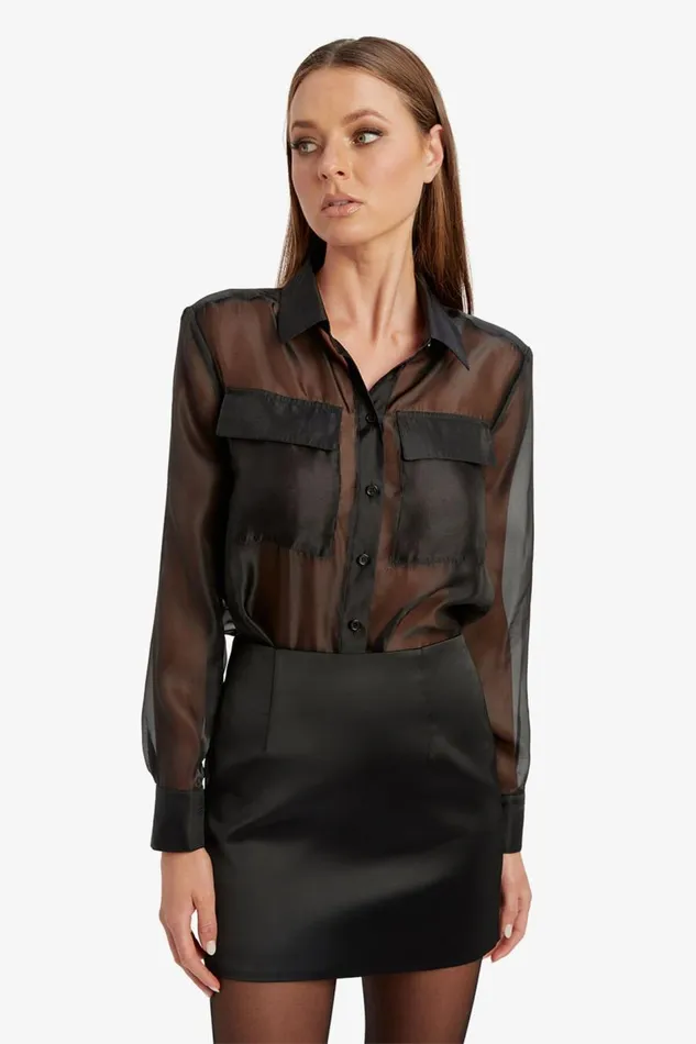 Bardot Shirts and Blouses Rebecca Organza Shirt In Black 8211 Women