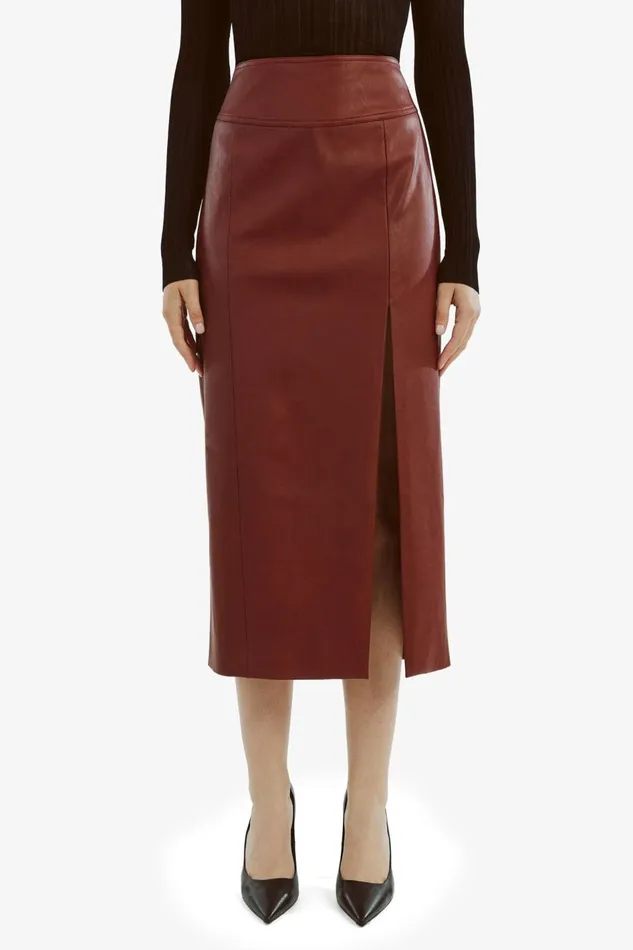 Bardot Skirts Dante Vegan Leather Midi Skirt In Deep Red 8211 Women Bardot Skirts Dante Vegan Leather Midi Skirt In Deep Red 8211 Women