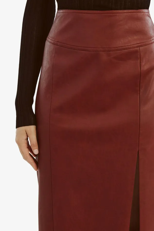 Bardot Skirts Dante Vegan Leather Midi Skirt In Deep Red 8211 Women Bardot Skirts Dante Vegan Leather Midi Skirt In Deep Red 8211 Women
