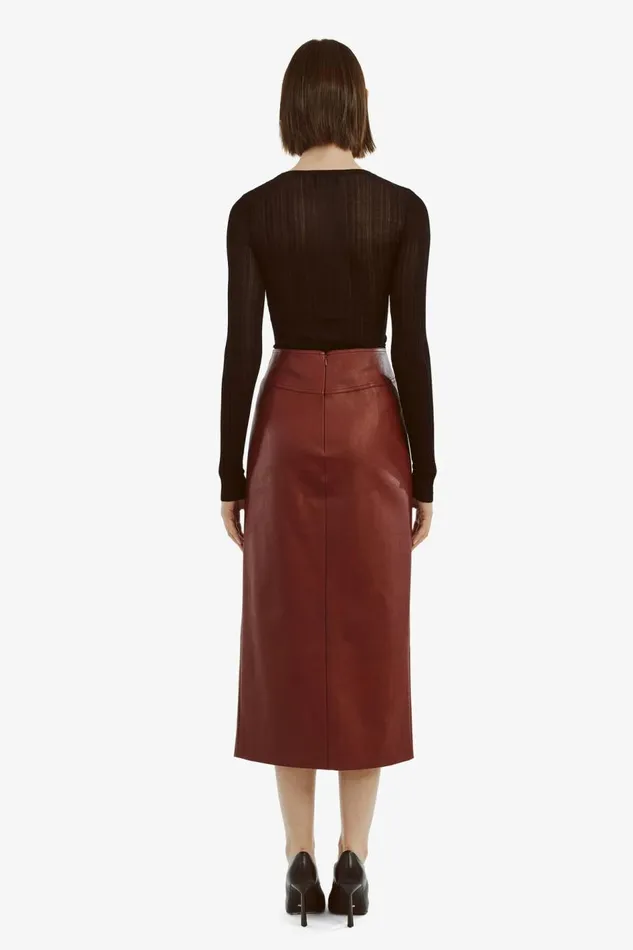 Bardot Skirts Dante Vegan Leather Midi Skirt In Deep Red 8211 Women Bardot Skirts Dante Vegan Leather Midi Skirt In Deep Red 8211 Women