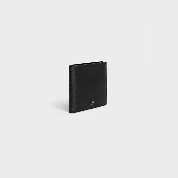 BiFold Wallet In Grained Calfskin Black Men CELINE WALLETS