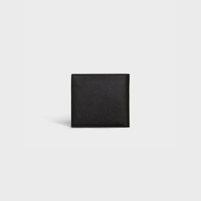BiFold Wallet In Grained Calfskin Black Men CELINE WALLETS