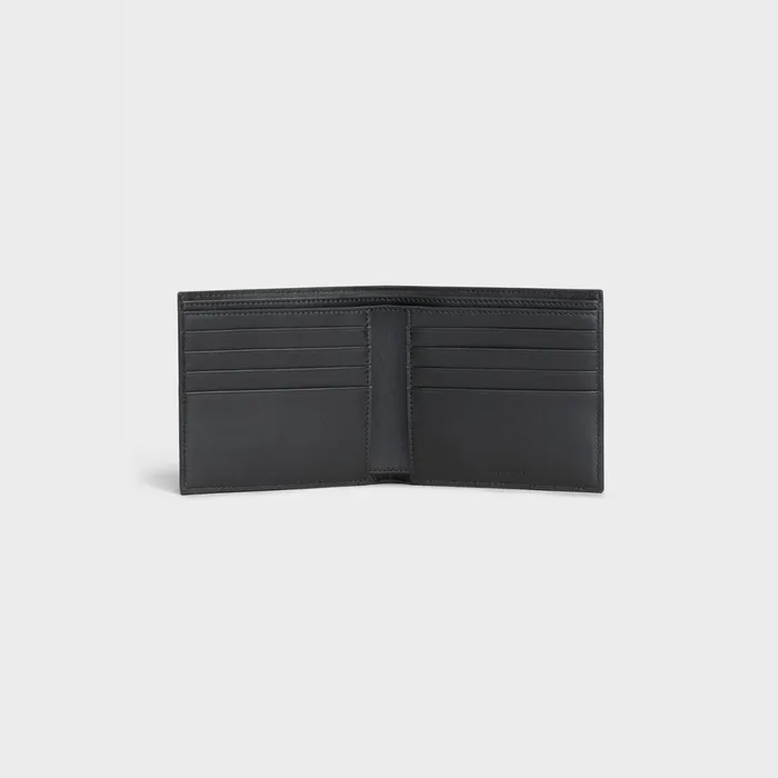BiFold Wallet In Grained Calfskin Black Men CELINE WALLETS