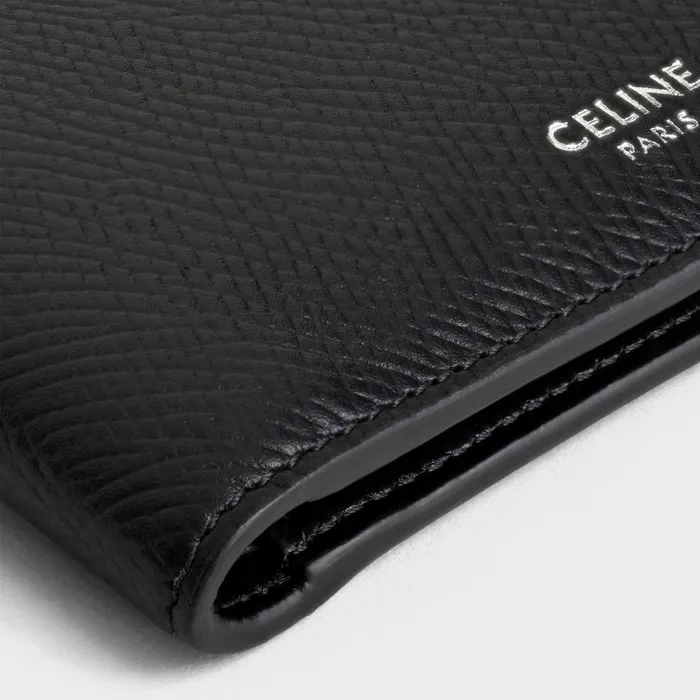 BiFold Wallet In Grained Calfskin Black Men CELINE WALLETS