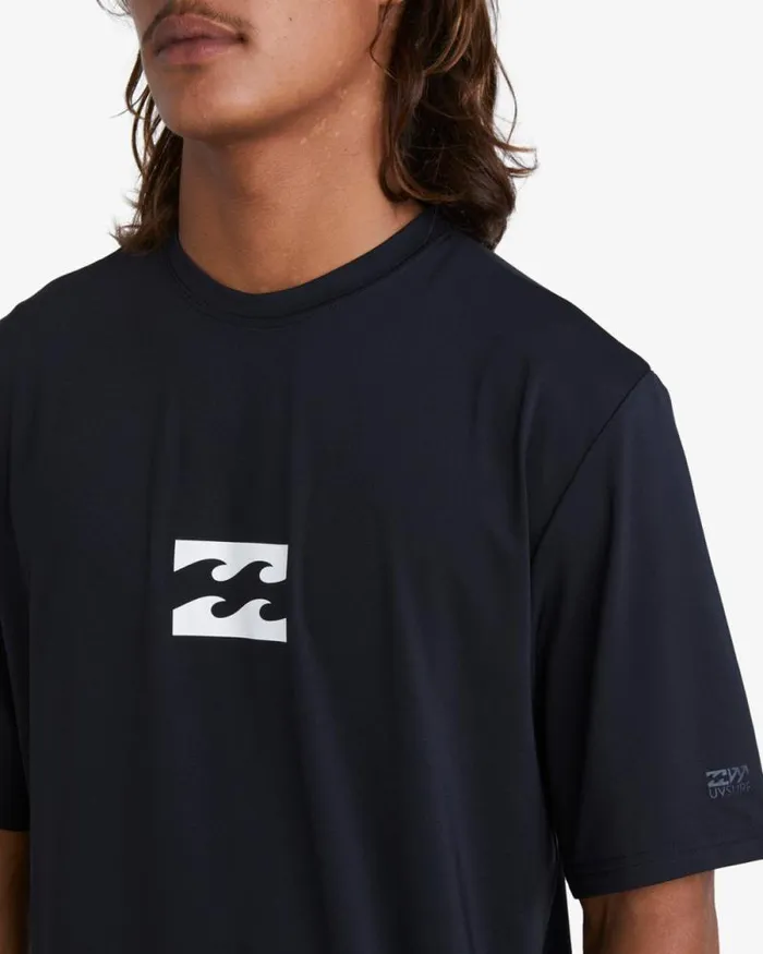Billabong Rashguards and Surf Tees All Day Wave Loose Fit Short Sleeve Surf Tee Black 8211 Men