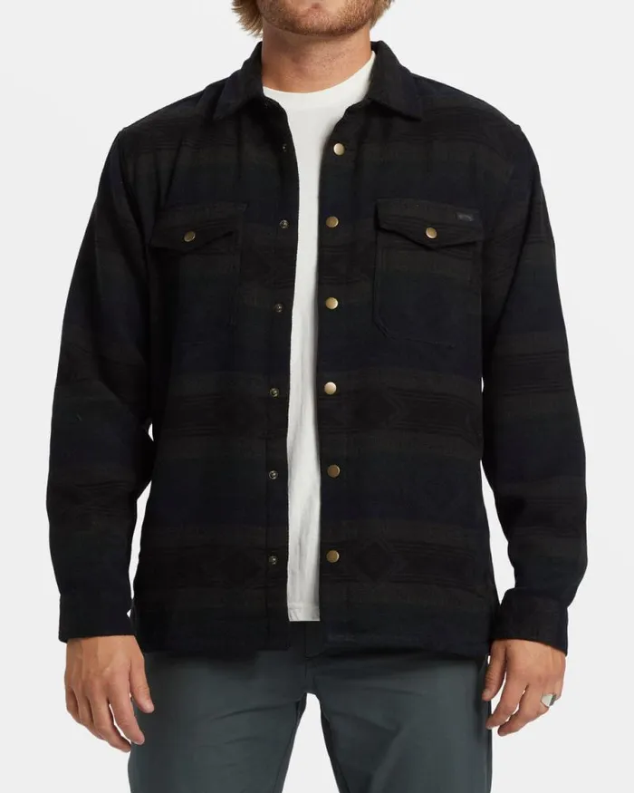 Billabong Shirts Lodge Long Sleeve Flannel Shirt Military 8211 Men