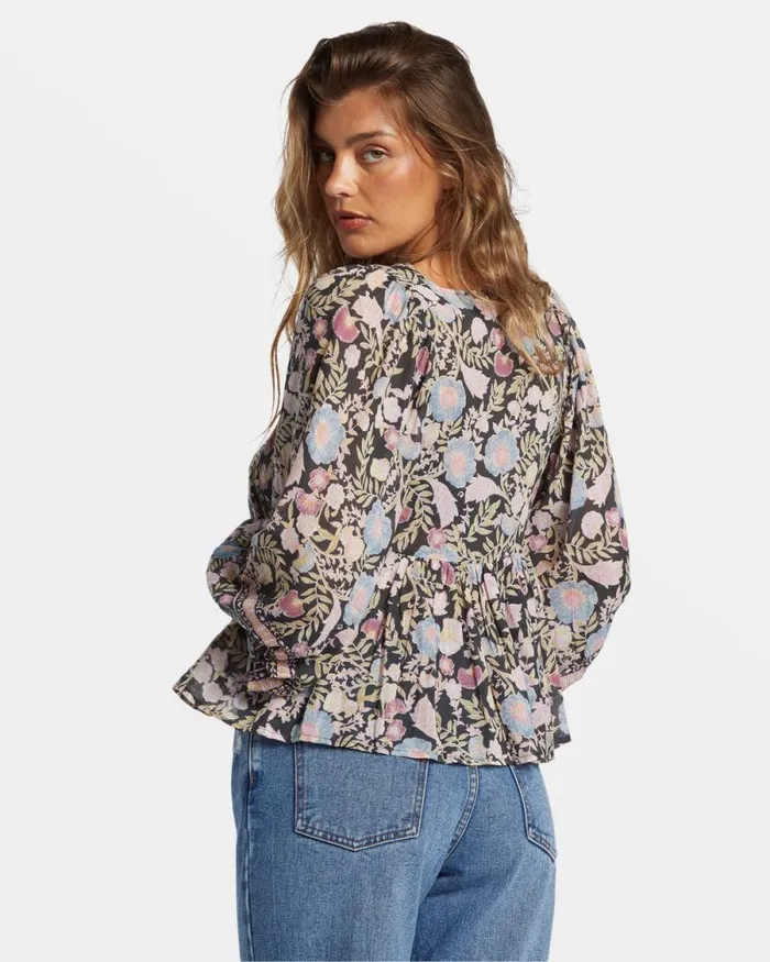 Billabong Tops Adore You Blouson Sleeve Shirt Black Sands 8211 Women Billabong Tops Adore You Blouson Sleeve Shirt Black Sands 8211 Women