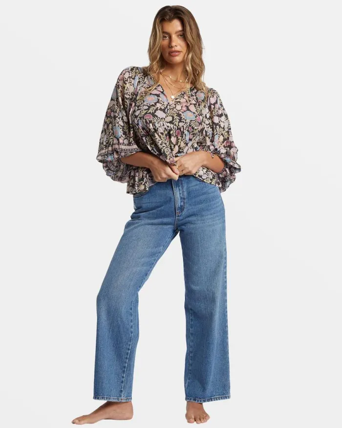 Billabong Tops Adore You Blouson Sleeve Shirt Black Sands 8211 Women Billabong Tops Adore You Blouson Sleeve Shirt Black Sands 8211 Women
