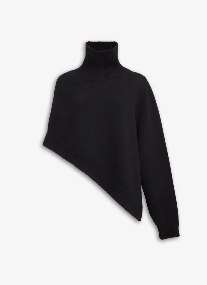 Black ASYMMETRICAL CAPE JUMPER IN CASHMERE Women Alaa Jumpers and Cardigans