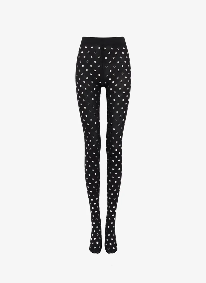 Black Eyelet Tights Women Alaa Bodysuits and Leggings