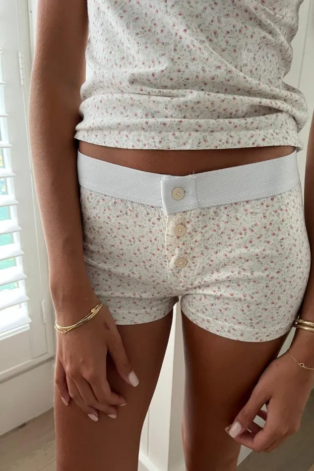 Brandy Melville Intimates Boy Short Floral Underwear Ivory With Pink Sage Floral 8211 Women