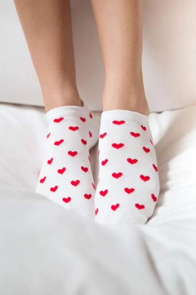 Brandy Melville Socks Red Heart Ankle Socks White With Red Hearts 8211 Women