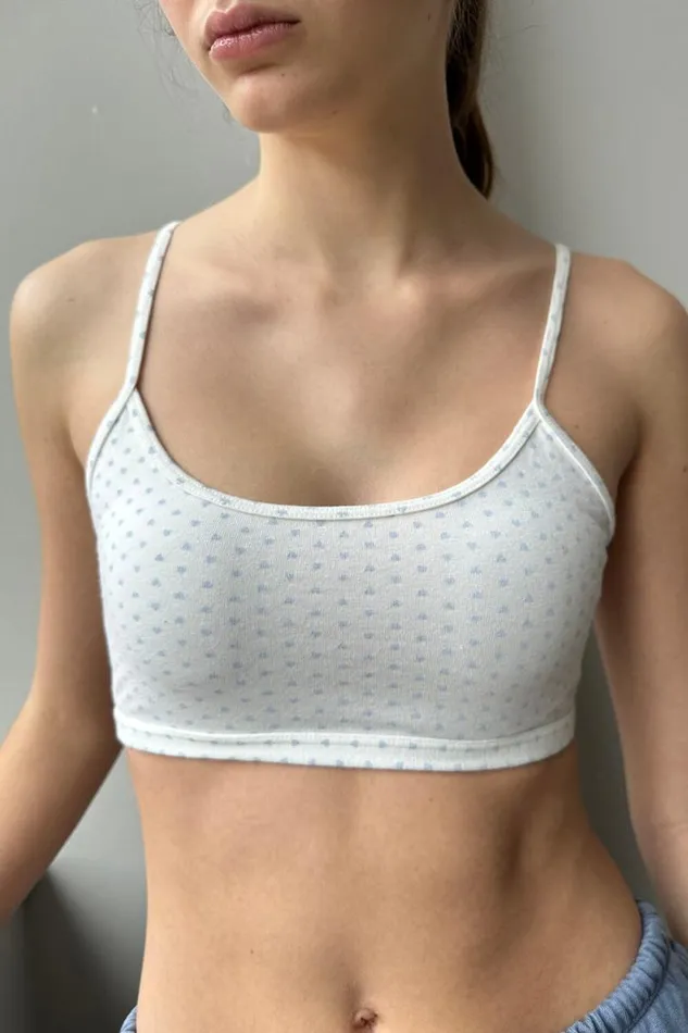 Brandy Melville Tops Laney Hearts Bra Top White Baby Blue Hearts 8211 Women