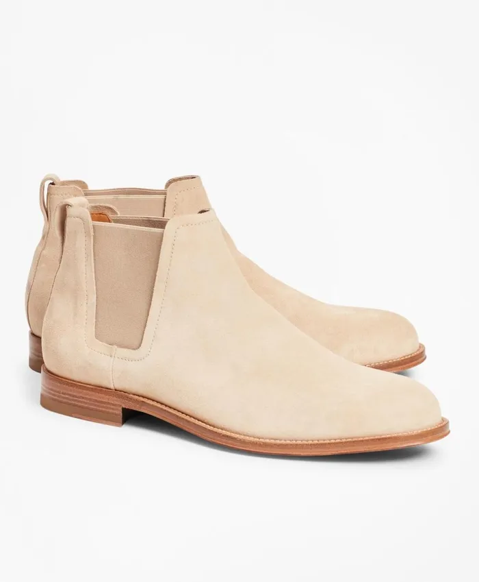 Brooks Brothers Dress and Casual Shoes Suede Chelsea Boots Oatmeal 8211 Men