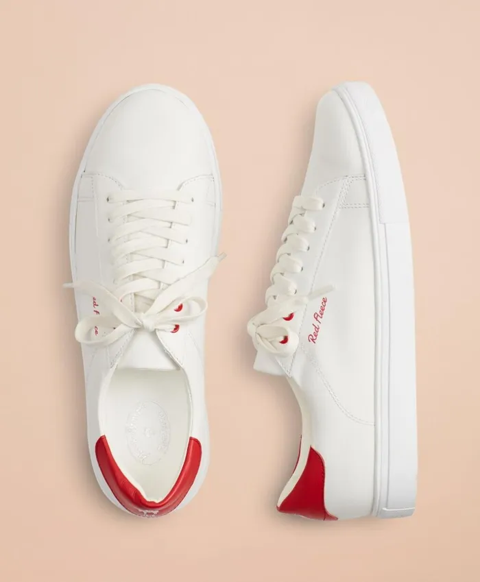 Brooks Brothers Dress and Casual Shoes Tonal Red Fleece Leather Sneakers White 8211 Men Brooks Brothers Dress and Casual Shoes Tonal Red Fleece Leather Sneakers White 8211 Men