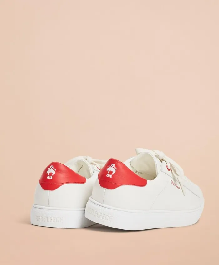 Brooks Brothers Dress and Casual Shoes Tonal Red Fleece Leather Sneakers White 8211 Men Brooks Brothers Dress and Casual Shoes Tonal Red Fleece Leather Sneakers White 8211 Men