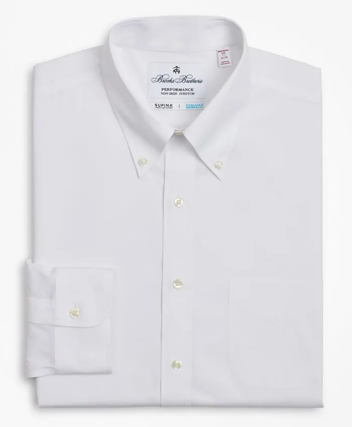 Brooks Brothers Dress Shirts Madison ClassicFit Dress Shirt Performance NonIron With COOLMAX ButtonDown Collar Broadcloth White 8211 Men Brooks Brothers Dress Shirts Madison ClassicFit Dress Shirt Performance NonIron With COOLMAX ButtonDown Collar Broadcloth White 8211 Men