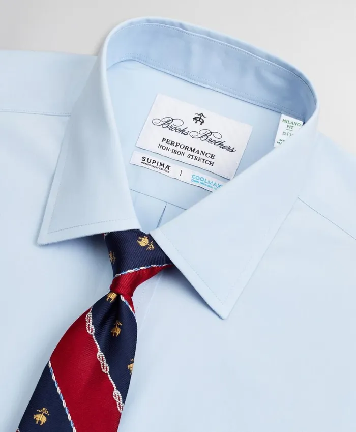 Brooks Brothers Dress Shirts Milano Slim Fit Dress Shirt Performance NonIron With COOLMAX Ainsley Collar Twill Light Blue 8211 Men Brooks Brothers Dress Shirts Milano Slim Fit Dress Shirt Performance NonIron With COOLMAX Ainsley Collar Twill Light Blue 8211 Men