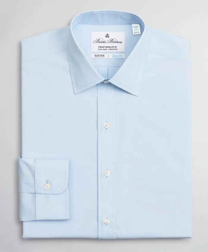 Brooks Brothers Dress Shirts Milano Slim Fit Dress Shirt Performance NonIron With COOLMAX Ainsley Collar Twill Light Blue 8211 Men Brooks Brothers Dress Shirts Milano Slim Fit Dress Shirt Performance NonIron With COOLMAX Ainsley Collar Twill Light Blue 8211 Men