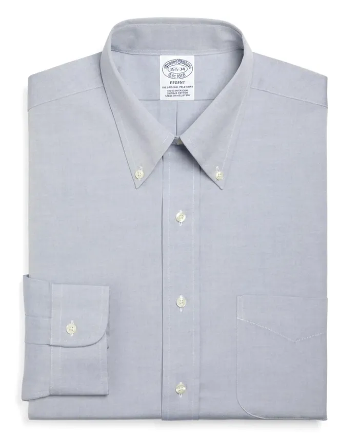 Brooks Brothers Dress Shirts Regent Fitted Dress Shirt ButtonDown Collar Blue 8211 Men