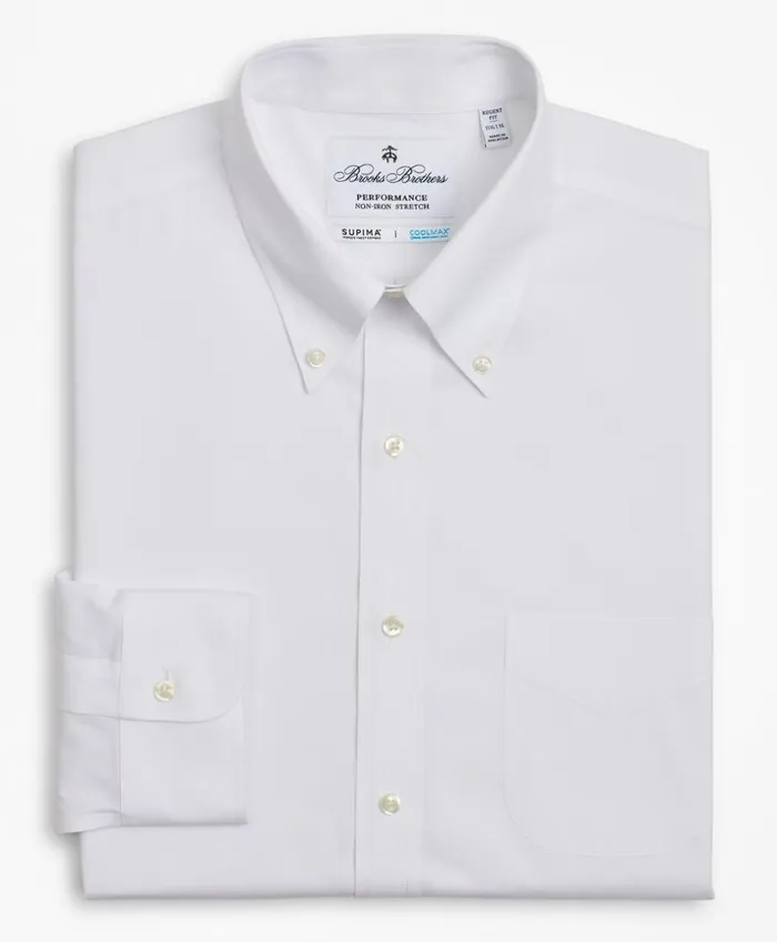 Brooks Brothers Dress Shirts Regent Fitted Dress Shirt Performance NonIron With COOLMAX ButtonDown Collar Broadcloth White 8211 Men Brooks Brothers Dress Shirts Regent Fitted Dress Shirt Performance NonIron With COOLMAX ButtonDown Collar Broadcloth White 8211 Men