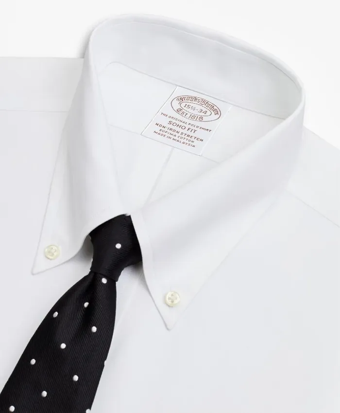 Brooks Brothers Dress Shirts Stretch Soho ExtraSlimFit Dress Shirt NonIron Poplin ButtonDown Collar White 8211 Men Brooks Brothers Dress Shirts Stretch Soho ExtraSlimFit Dress Shirt NonIron Poplin ButtonDown Collar White 8211 Men