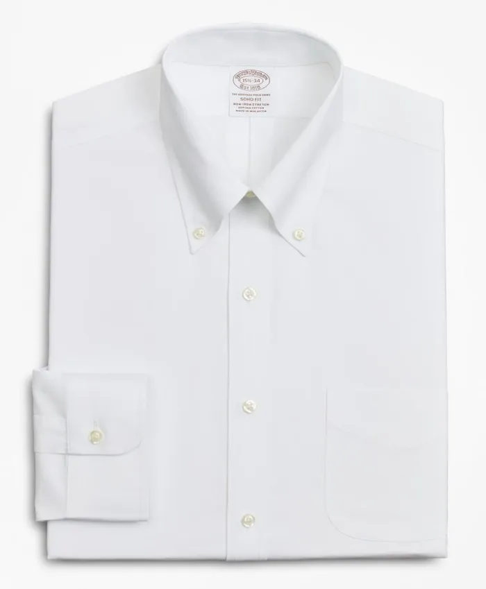 Brooks Brothers Dress Shirts Stretch Soho ExtraSlimFit Dress Shirt NonIron Poplin ButtonDown Collar White 8211 Men Brooks Brothers Dress Shirts Stretch Soho ExtraSlimFit Dress Shirt NonIron Poplin ButtonDown Collar White 8211 Men